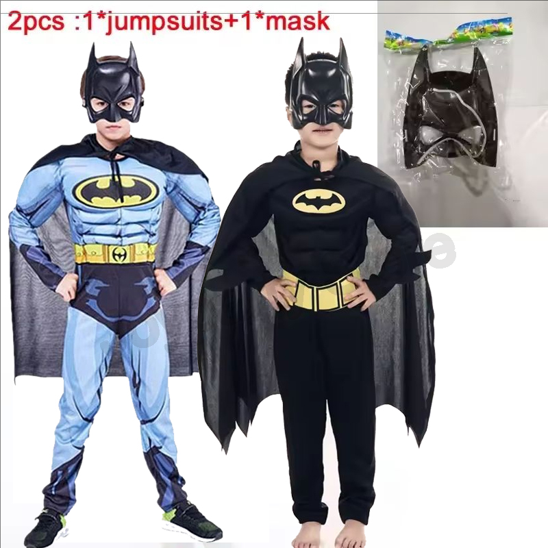 Mono de Cosplay de murciélago para niños, traje de héroe con máscara de capa, disfraz de superhéroe Wayne para hombre, fiesta de Carnaval de Halloween de alta calidad