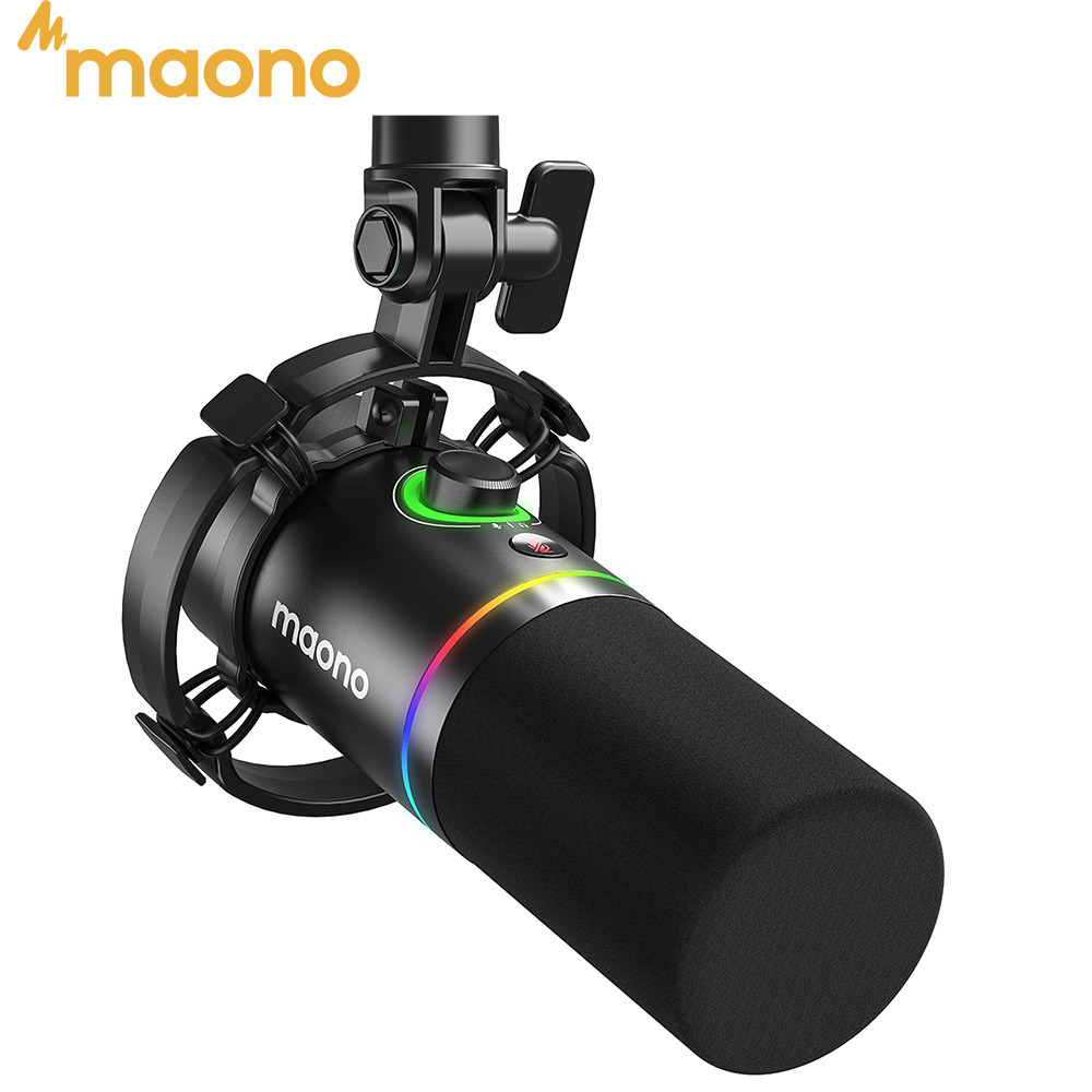 Microphone dynamique MAONO PD200X XLR/USB pour le gaming, l'enregistrement, le streaming YouTube, microphone en métal avec logiciel, bouton de gain et fonction Tap-to-Mute