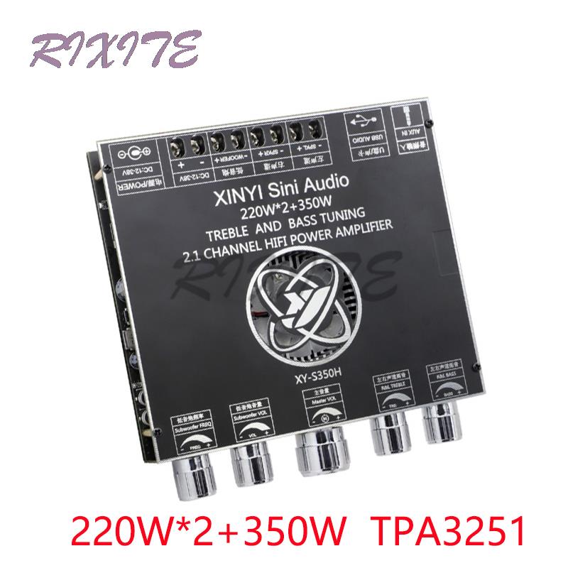 220W*2+350W Bluetooth 5.1 TPA3251D2 Subwoofer Audio Power Amplifier Board 2.1 Channel Class D Audio Amplifier Home Theater AUX