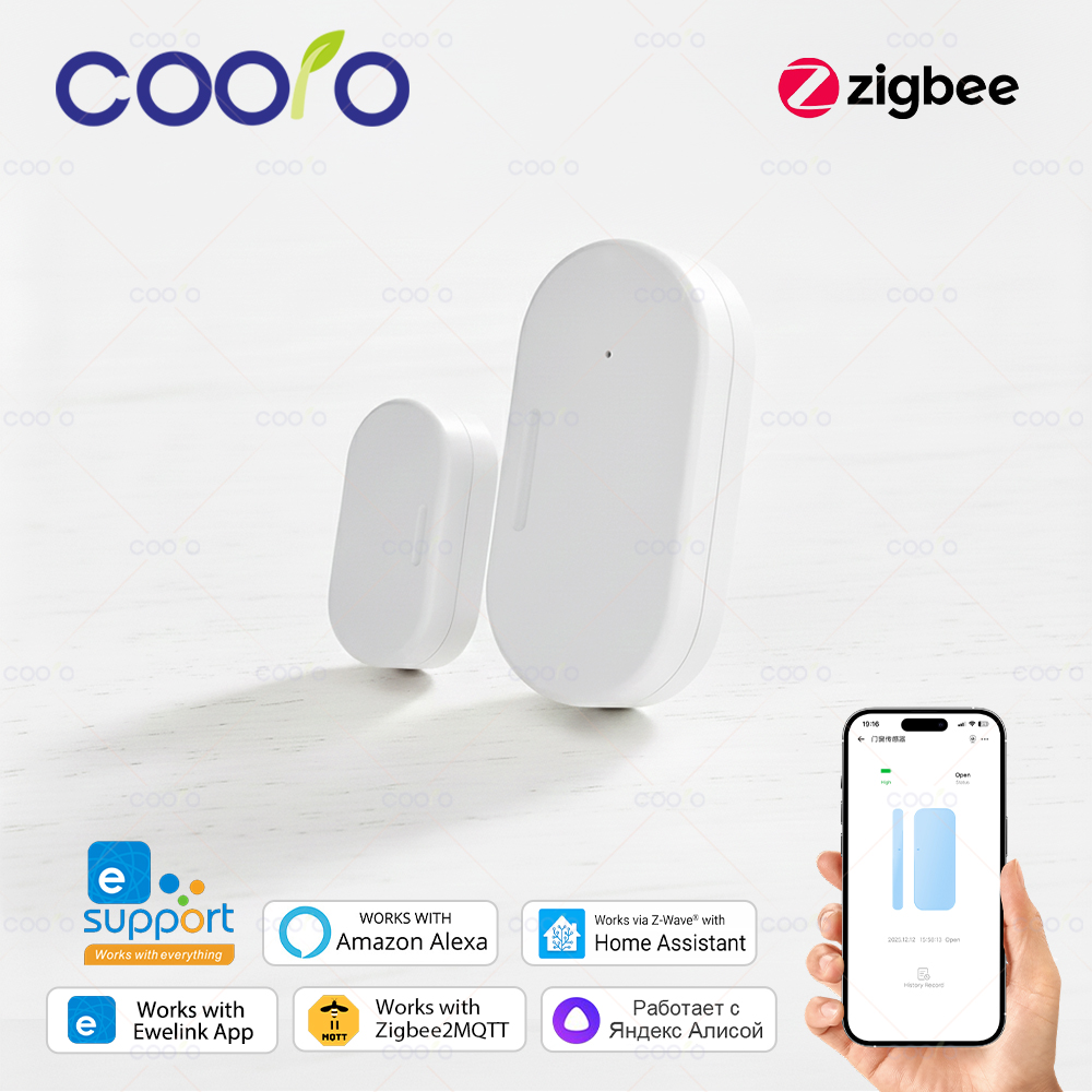 Ewelink Zigbee 3.0 capteur de porte fenêtre magnétique sans fil détecteur d'alarme de sécurité ouvert et fermé fonctionne avec Zigbee2MQTT Assistant domestique