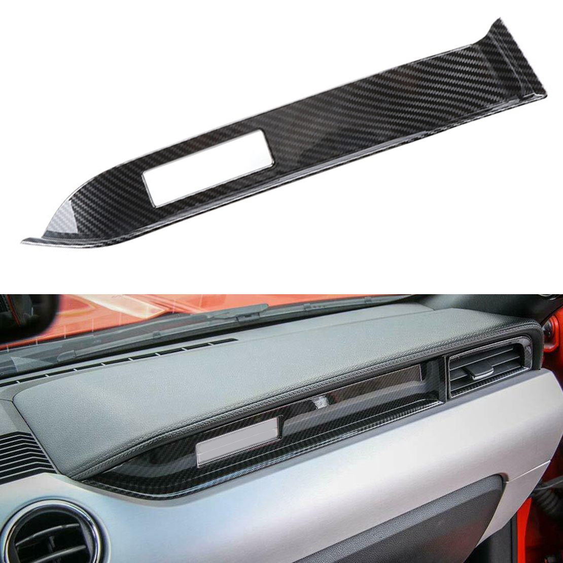 ภายในรถ Co-PILOT Dashboard ฝาครอบสติกเกอร์ Trim Fit สําหรับ Ford Mustang 2015 2016 2017 2018 2019 คาร์บอนไฟเบอร์ ABS
