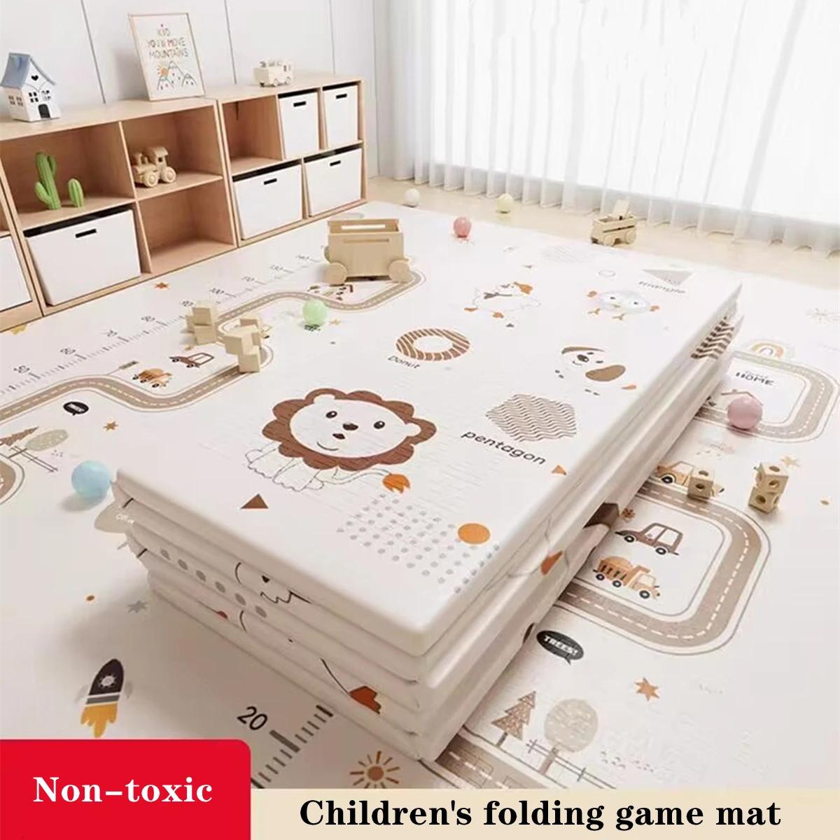 Tapete de jogo dobrável para bebês, tapete educacional não tóxico para crianças no berçário, almofada de escalada, atividades, jogos, brinquedos 180*100