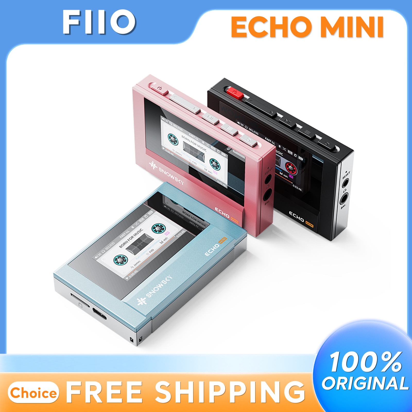 Fiio Snowsky Echo Mini Wireless Bluetooth MP3-Player 8 GB Retro tragbarer Walkman Custom Support DSD Musik Geschenk