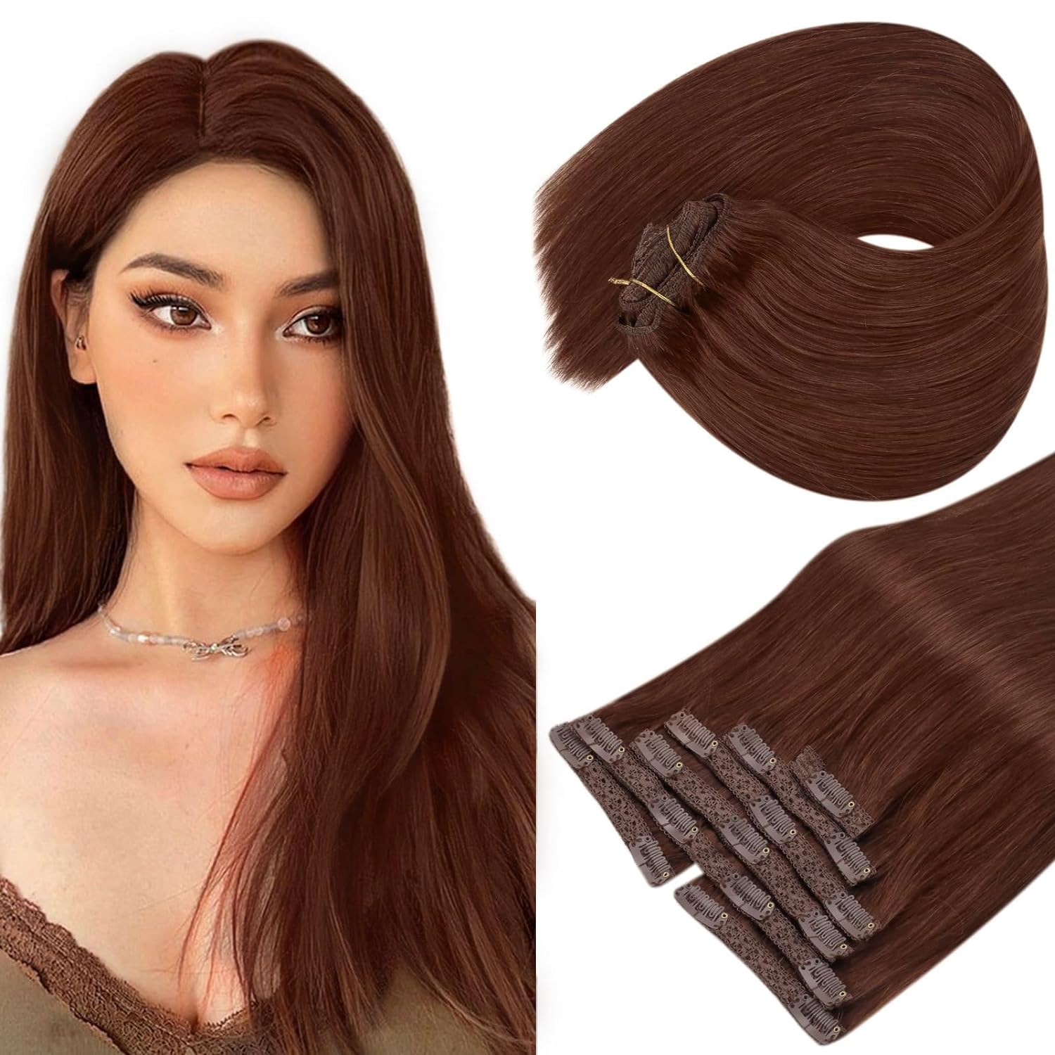 VeSunny włosy Clip in przedłużanie włosów ludzkich Balayage naturalne przedłużanie włosów ludzkich  pasma z ludzkich włosów do wpinania przedłużanie dla kobiet