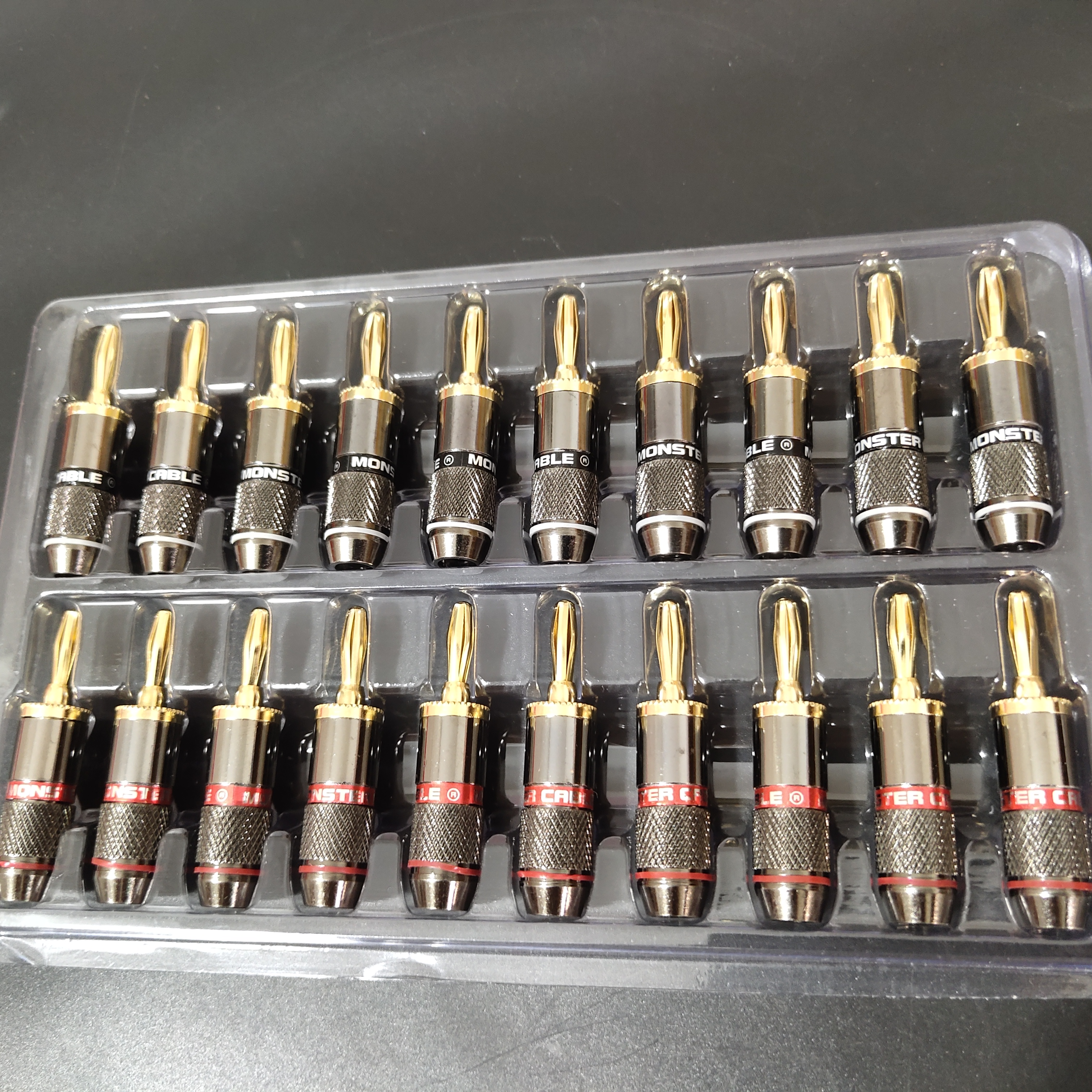 Monster series – fiche banane, fixation à vis sans soudure, plaqué or 24K, adaptateur de haut-parleur en cuivre pur, connecteurs Audio haut de gamme