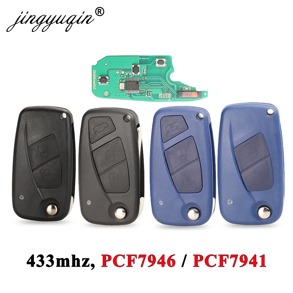 jingyuqin 2/3Buttons Flip Remote Key 433mhz for Delphi FIAt 500 Punto Ducato Stilo Panda Bravo Key ID46 PCF7946 / 7941 Chip