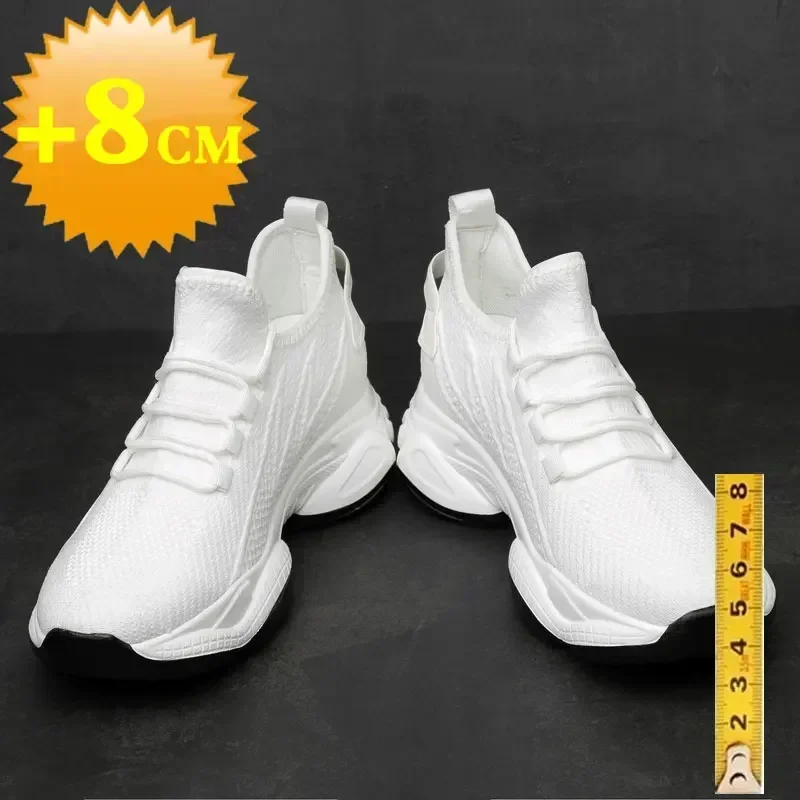 Sepatu Penambah Pria Sepatu Peninggi Kasual Sepatu Penambah Tinggi 8cm untuk Musim Panas Lift 6cm yang Bernapas