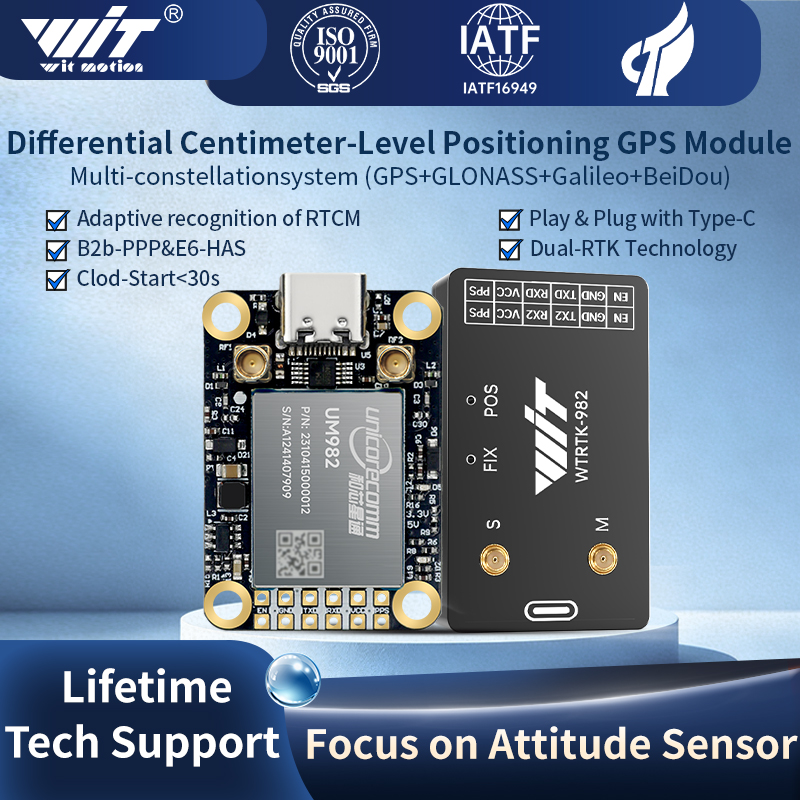 โมดูลเซ็นเซอร์ WITMOTION GNSS GPS-RTK รุ่น UM982 ความแม่นยำสูงระดับเซนติเมตร ระบบดิฟเฟอเรนเชียล UM980 สำหรับโดรน ZED-F9P ระบบระบุตำแหน่ง UM960
