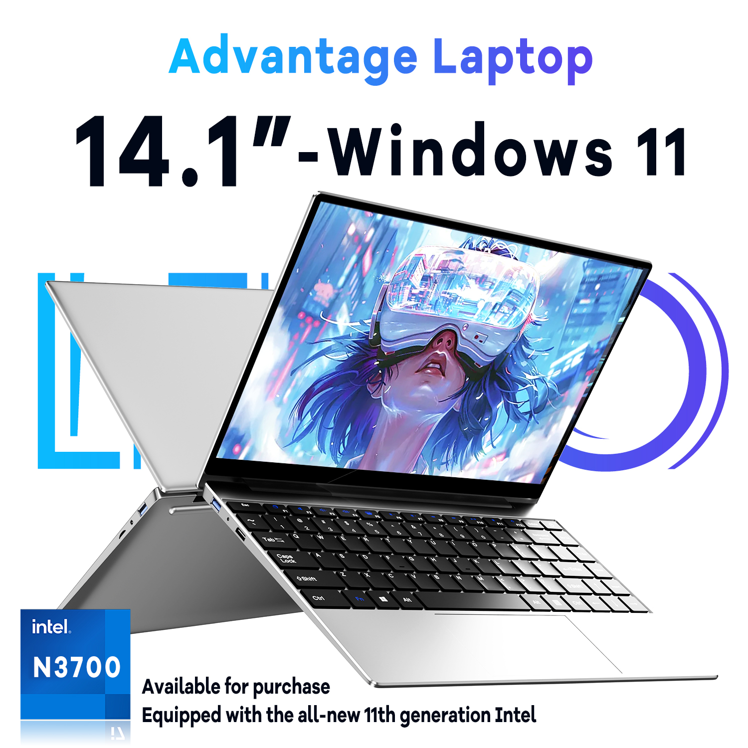 Portátil Ultrafino de 14.1 Pulgadas, Intel N3700, 32GB DDR3, SSD de 1/2TB, Batería de 5000mAh, Windows 11, Portátil Empresarial, Portátil de Oficina
