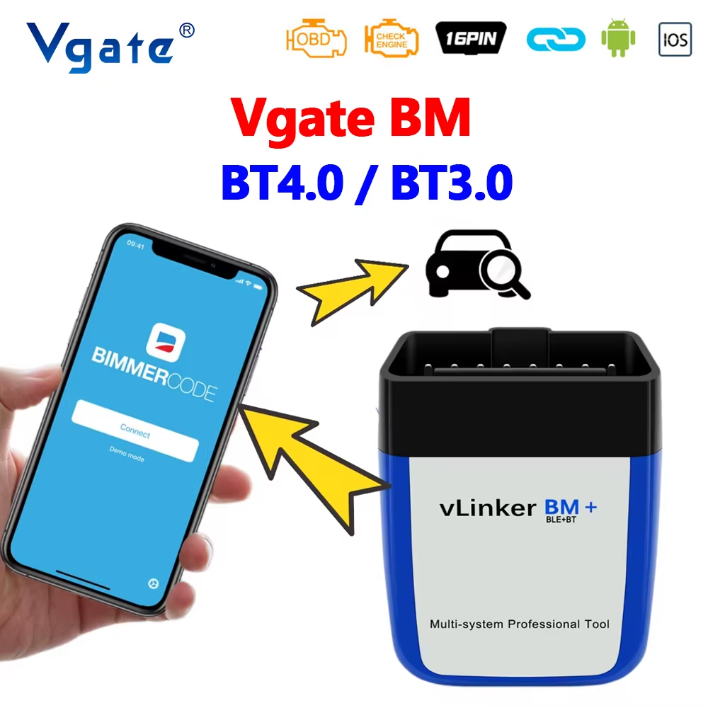 Vgate vLinker BM+ BM V2.2 OBD2 車診断ツール Bluetooth 4.0 オートスキャナー Bimmercode Android iOS pk ELM327 V1.5対応