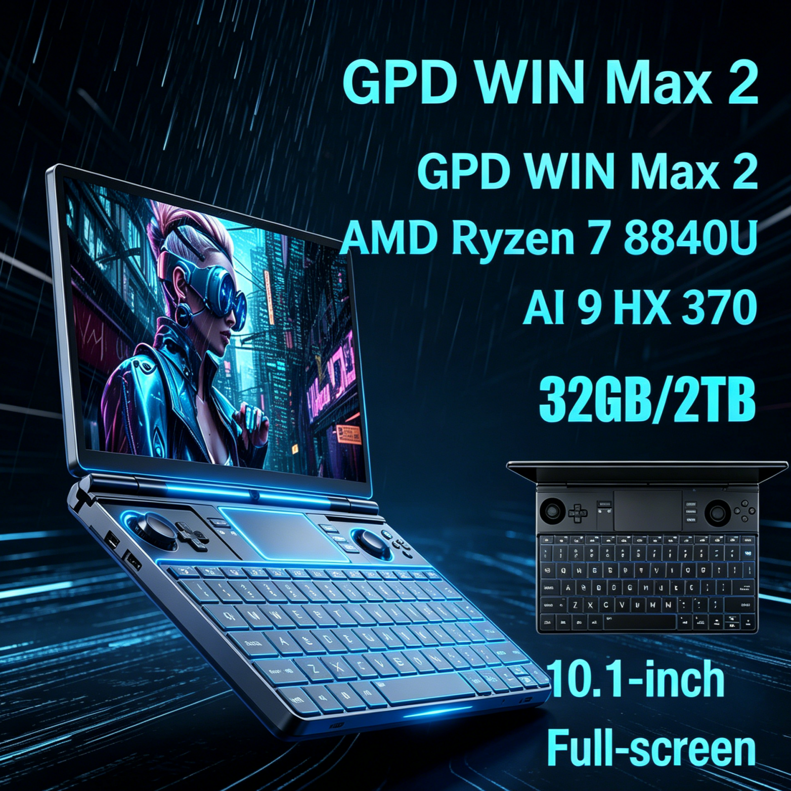 Elite Dominant GPD 2026 WIN Max 2 32GB RAM 1TB 2TB SSD Hard Disk CPU AMD 8840U AI9 HX370 Processor Gaming Laptop Mini PC