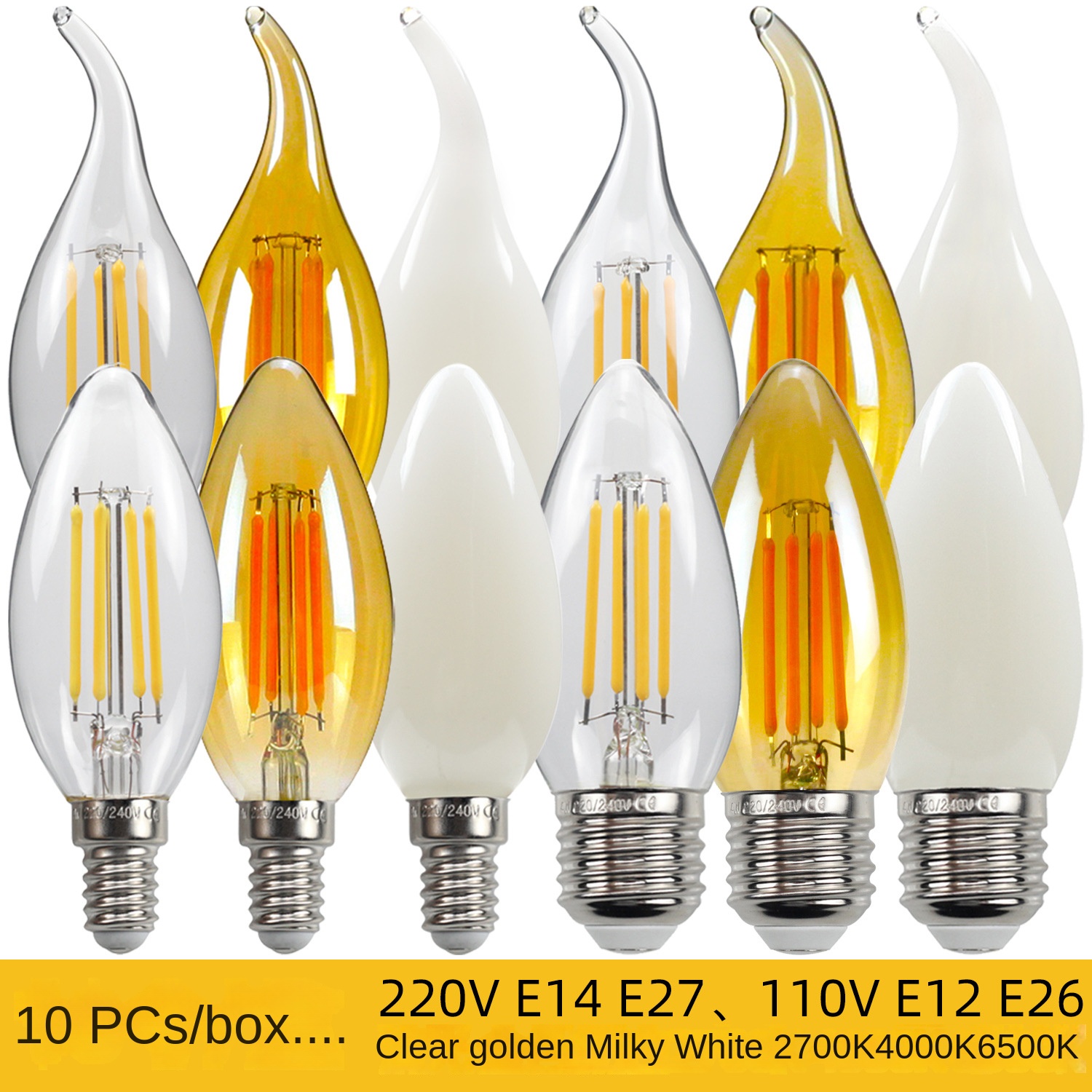 Retro Led Dimmable Candle Light C35 Frosted E14 220V 110V 4W 6W Warm White 2700K Filament Bulbs Lamp For Chandelier Lighting