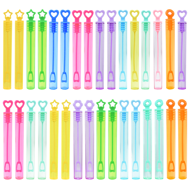 Botella de jabón de burbujas de colores para niños, varita de corazón, tubo vacío, favores de fiesta de cumpleaños, juguetes de relleno de Piñata, regalos de boda para invitados, 10-50 piezas