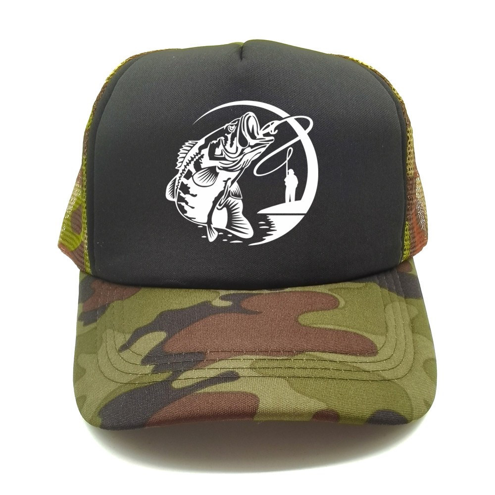 Topi Trucker tengkorak memancing pria, topi bisbol nelayan memancing keren uniseks luar ruangan jaring MZ-238 musim panas
