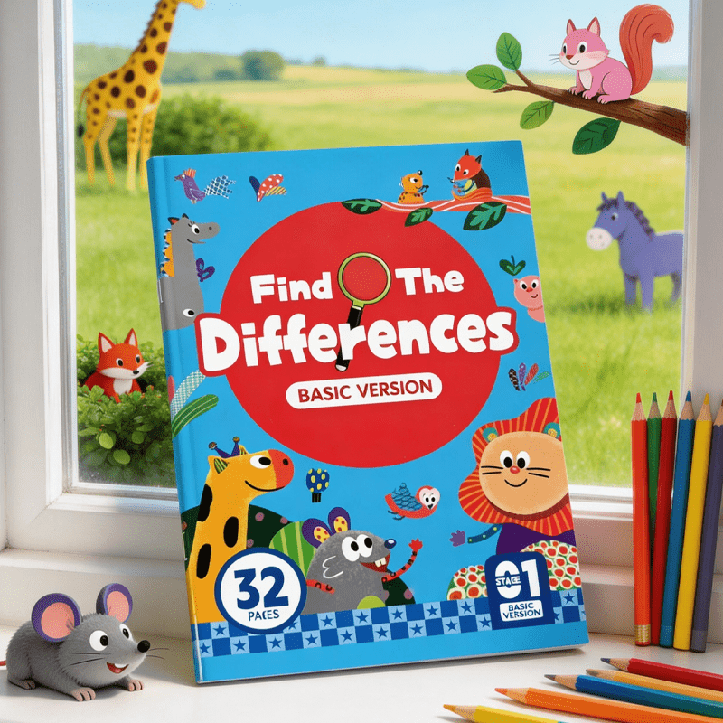 Find Different Game Books, Visual Discovery Challenge Focus Training, Find Differences Interesting Illustrations Picture Books