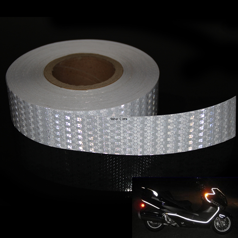 5CM * 50M nastro adesivo riflettente bianco per esterni striscia di sicurezza ad alta visibilità riflettori impermeabili adesivo per auto per Motorycle