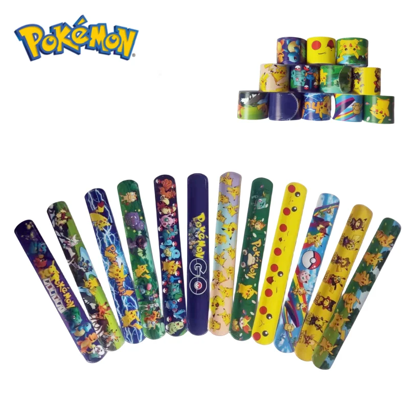 Pulseras de Pokémon Pikachu, pulsera envolvente a presión, personajes de muñecos de Anime, anillo de mano para niños, juguetes para regalo de Navidad