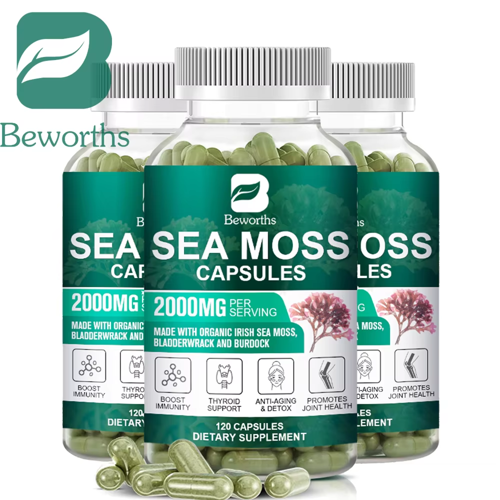 BEWORTHS Biologische zeemospil voor de darmgezondheid en immuunondersteuning Schildklierondersteuning Huid, gewrichtsgezondheid Ondersteuning Anti-veroudering