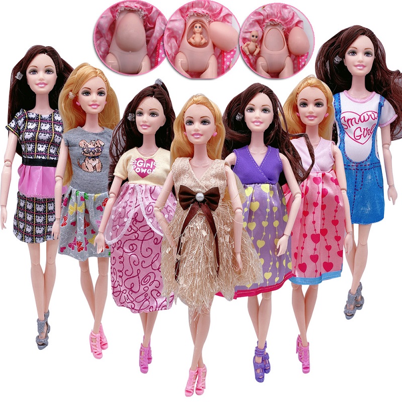 Hot Sale 11.5 Inches Pregnant Doll Mom Have 2Pcs Mini Doll in Her Tummy with 1Clothes Educational Dolls for Dollhouse