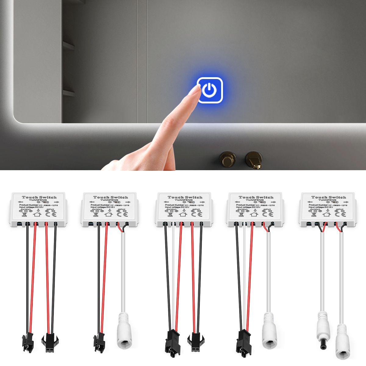 12V 2A sterowanie dotykowe ściemnialny przełącznik do oświetlenia lustrzanego 60W włącznik światła LED do dekoracji lustra łazienkowego oświetlenie podświetlające