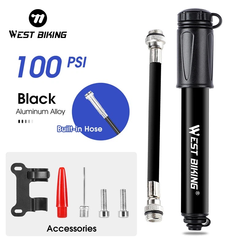 WEST BIKING Lokaler Versand Mini-Fahrradpumpe 100 PSI Tragbarer Schrader-Presta-Ventil-Inflator Aluminiumlegierung MTB Rennrad Reifen Handluftpumpe