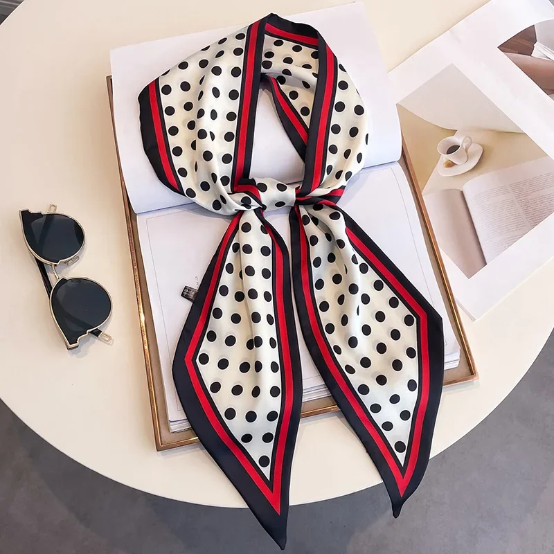 Nieuwe frisse stijl luxe haarsjaal lange mode vrouwen hoofdband merk zijden tas lint ontwerp pols handdoek Foulard halsdoek