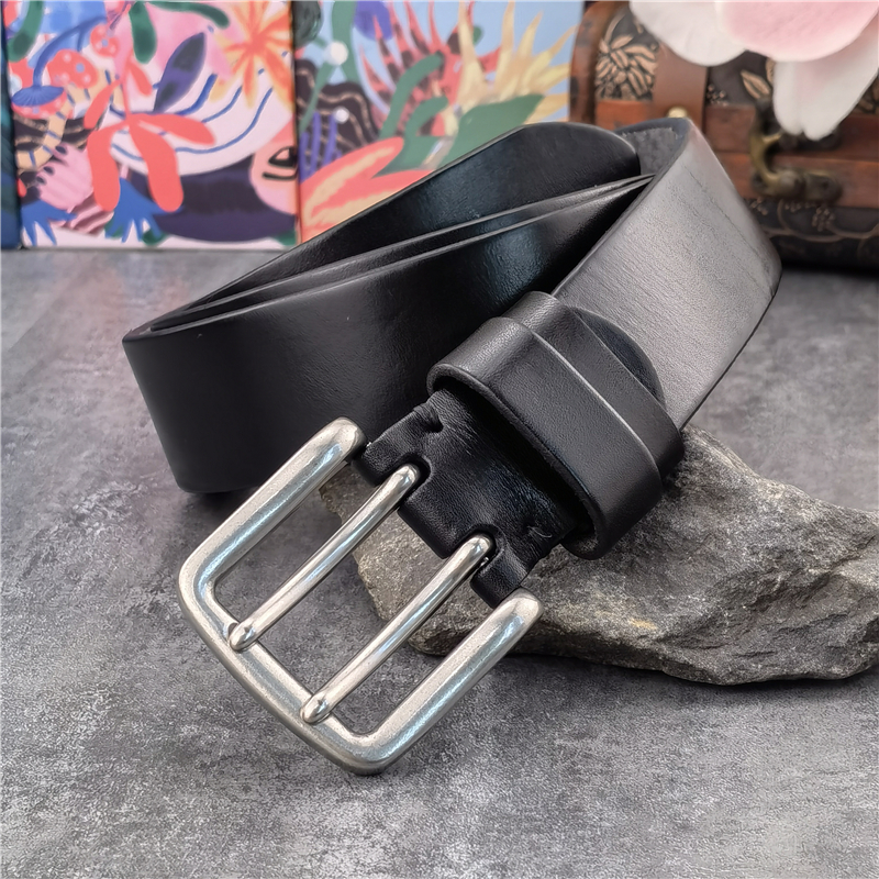 Ceinture en cuir véritable à Double ardillon pour homme, accessoire de Cowboy occidental, avec boucle, 38MM, MBT0038