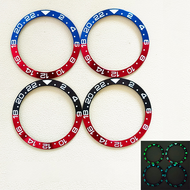 38mm x 30,6mm gebogen blau und grün leuchtende Lünette Einsatz Ring fit skx007 skx009 srpd gmt sub Uhrengehäuse Männer Uhren ring Refit Teil