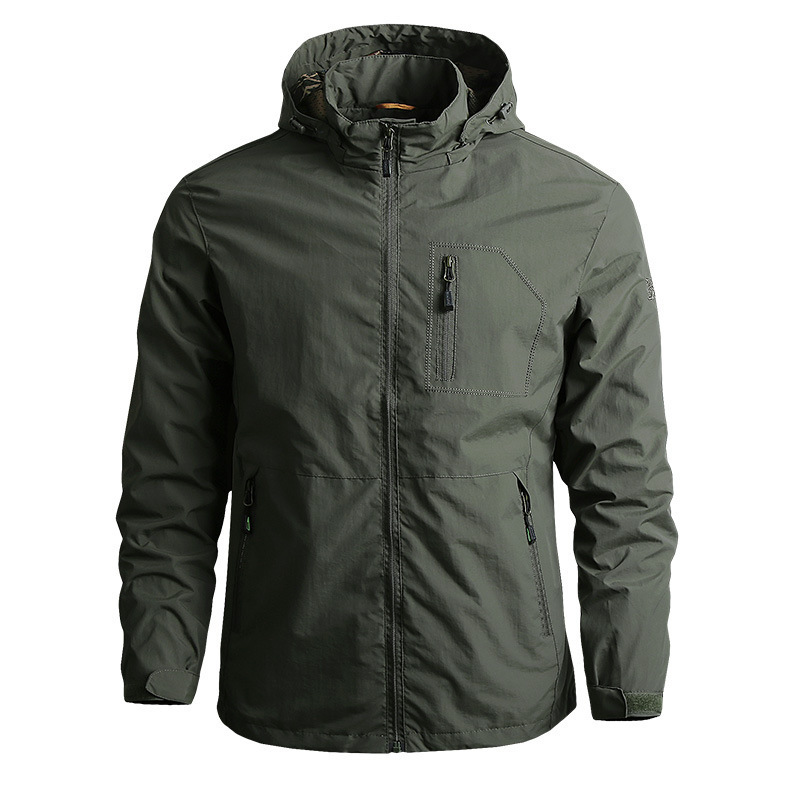Chaquetas para hombre, chaqueta militar impermeable con capucha, cortavientos, deportes de acampada al aire libre, abrigo elástico, ropa masculina, abrigo fino