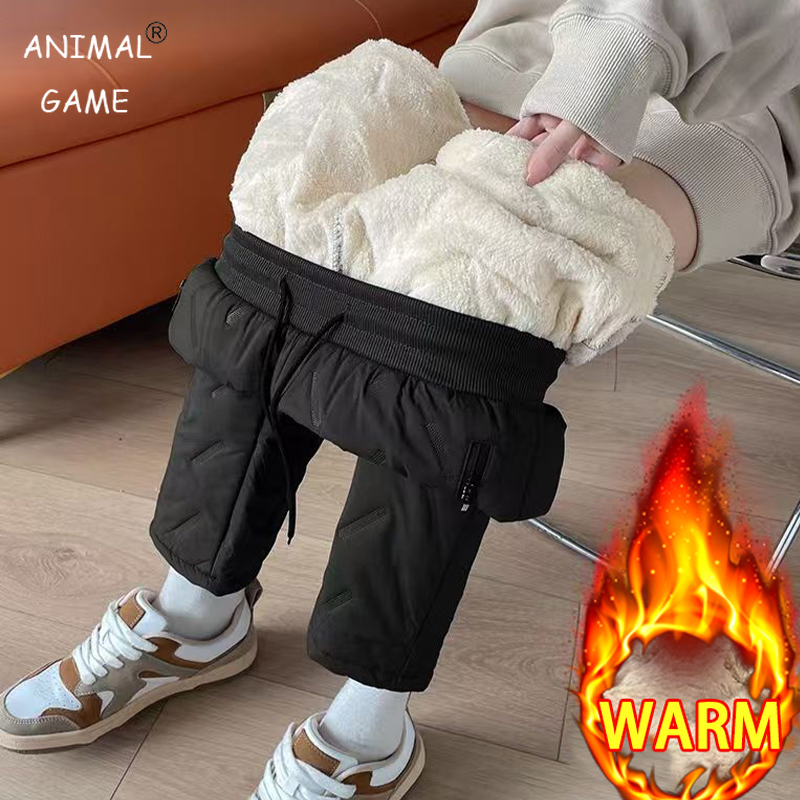 Juego de animales al aire libre para mujer, pantalones de chándal impermeables de lana gruesa de felpa, pantalones de trabajo informales a prueba de viento, ropa de abrigo térmica cálida de lana de cordero