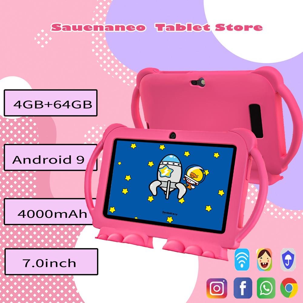 2024 más nuevo tableta para niños de 7 pulgadas Quad Core Android 9,0 64GB WiFi Bluetooth Software educativo instalado