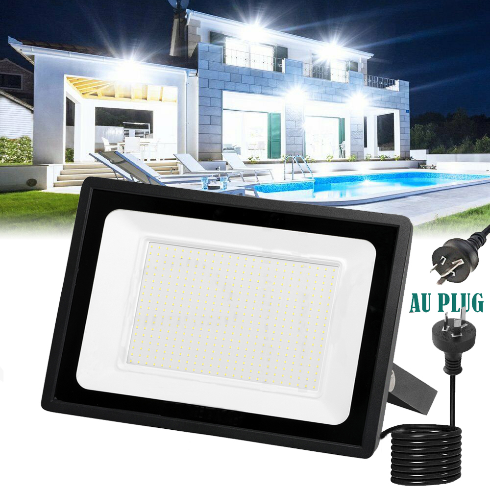 Światło powodziowe LED 200W 300W 400W Zewnętrzne reflektory Lampa 220V-240V Chłodna biel IP66 z wtyczką AU do ogrodu na zewnątrz