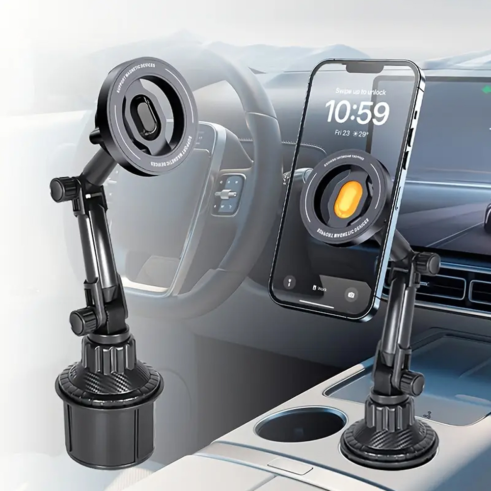 Magnetischer Telefonhalter, Installation des Wasserbechers im Auto für Magsafe IPhone 16 15 14 13 12, Samsung Xiaomi 360 °   Rotationszellenhalterung