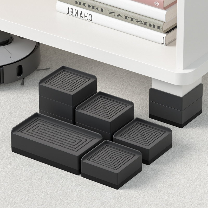 Paquete de 4 almohadillas elevadoras para muebles (carga de 200 kg): se adapta a sofá/mesa de té/gabinete para zapatos, elevadores de pies ajustables impermeables
