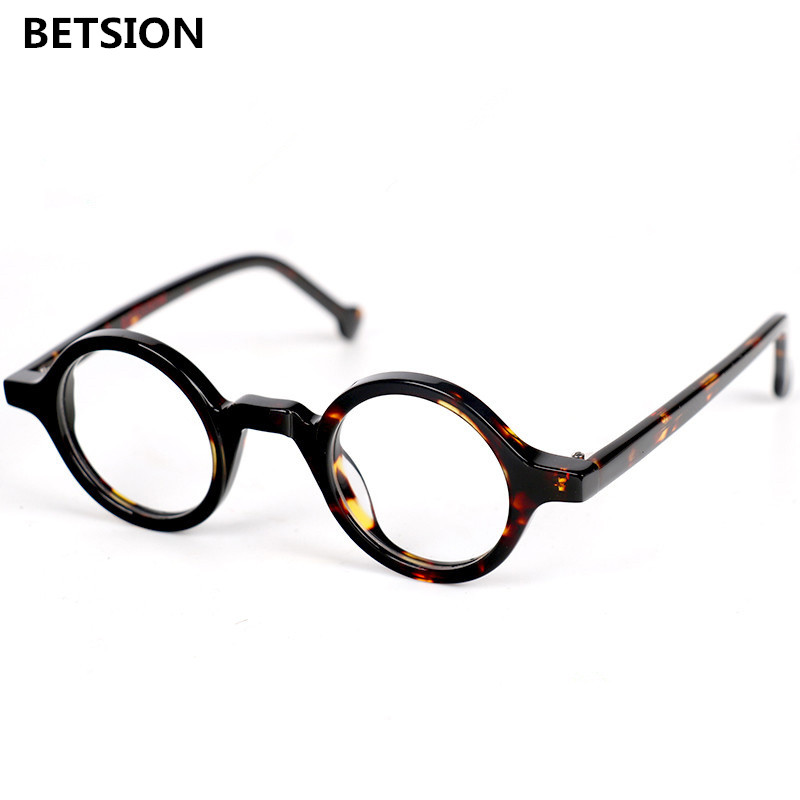BETSION ขนาดเล็ก Vintage รอบ37มม.ทำจากแว่นตา Full Rim กรอบแว่นตาผู้ชายผู้หญิงสายตาสั้น Rx สามารถ