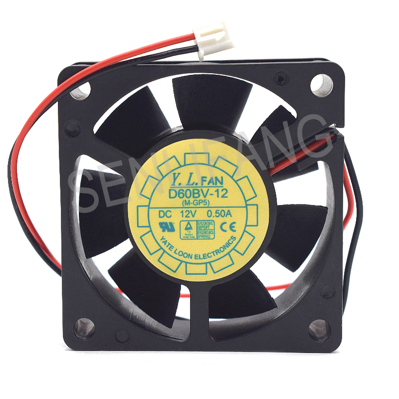 Pendingin D60BV-12 Baru untuk Kipas DC 12V 0,50a 60*60*20MM 6CM 2 Kabel Kipas Pendingin