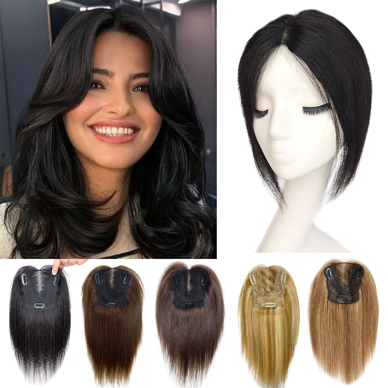 Peluca de cabello humano 100% Real para mujer, postizo de encaje suizo de 25cm, 13x12cm, mejora el volumen del cabello