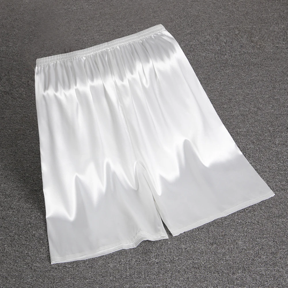 Pijamas de satén de seda con cintura elástica para hombre, pantalones cortos, ropa de dormir, bragas con bolsillo, Bermudas, pantalones cortos de playa de secado rápido, pantalones de chándal para hombre