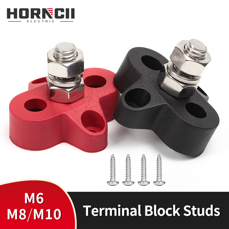 Terminal Block Stud M6 M8 M10 DC 48V Bus Bar Leistung Terminal Block Positive Negative Feste verdrahtung schrauben für lkw RV Schiff Boot
