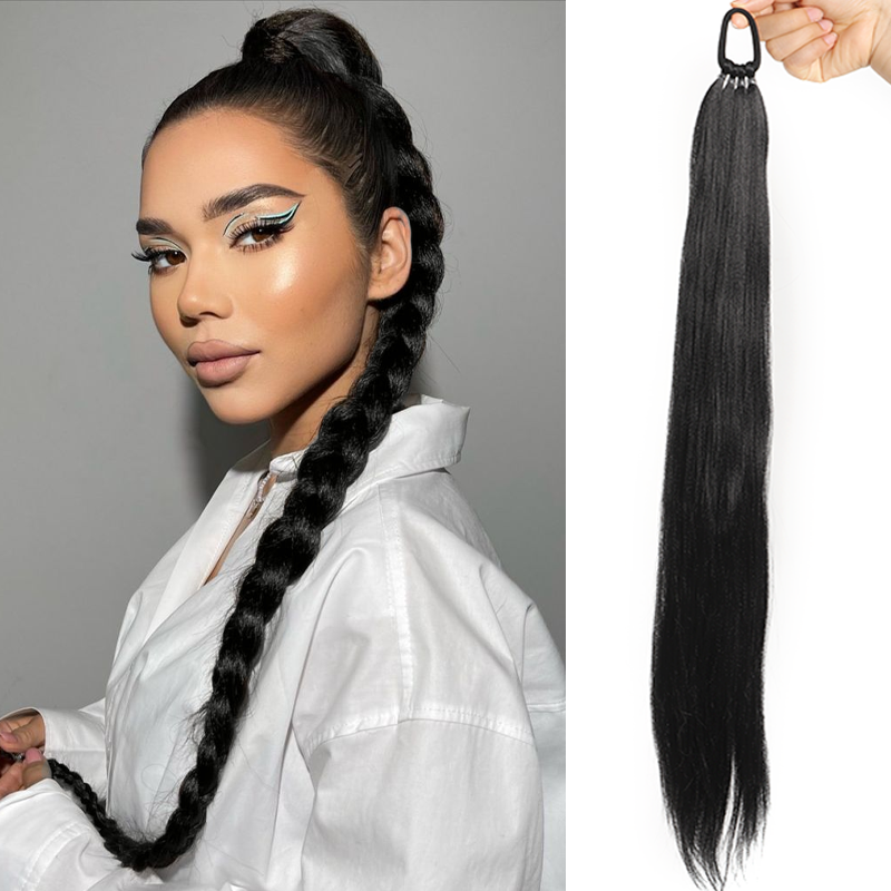 合成ポニーテールエクステンション,ヘアタイ付き,ラップアラウンドブレード,輪ゴム,ヘアリング,オンブルブレード,DIY, 28インチ