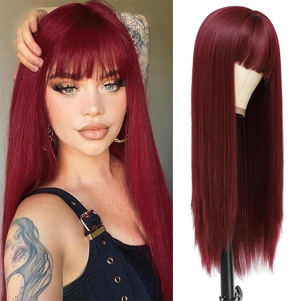 Peluca sintética de 26 pulgadas, superventas, para cabello largo y liso, ideal para cosplay de Halloween, uso diario, accesorio para el cabello resistente a altas temperaturas