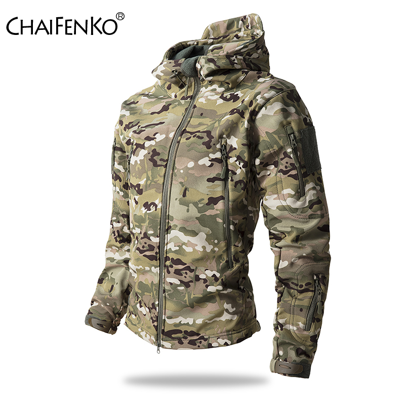 Lurker Shark Skin Soft Shell Тактическая куртка Мужская водонепроницаемая флисовая куртка с капюшоном Одежда для охоты Осенняя новая уличная камуфляжная куртка