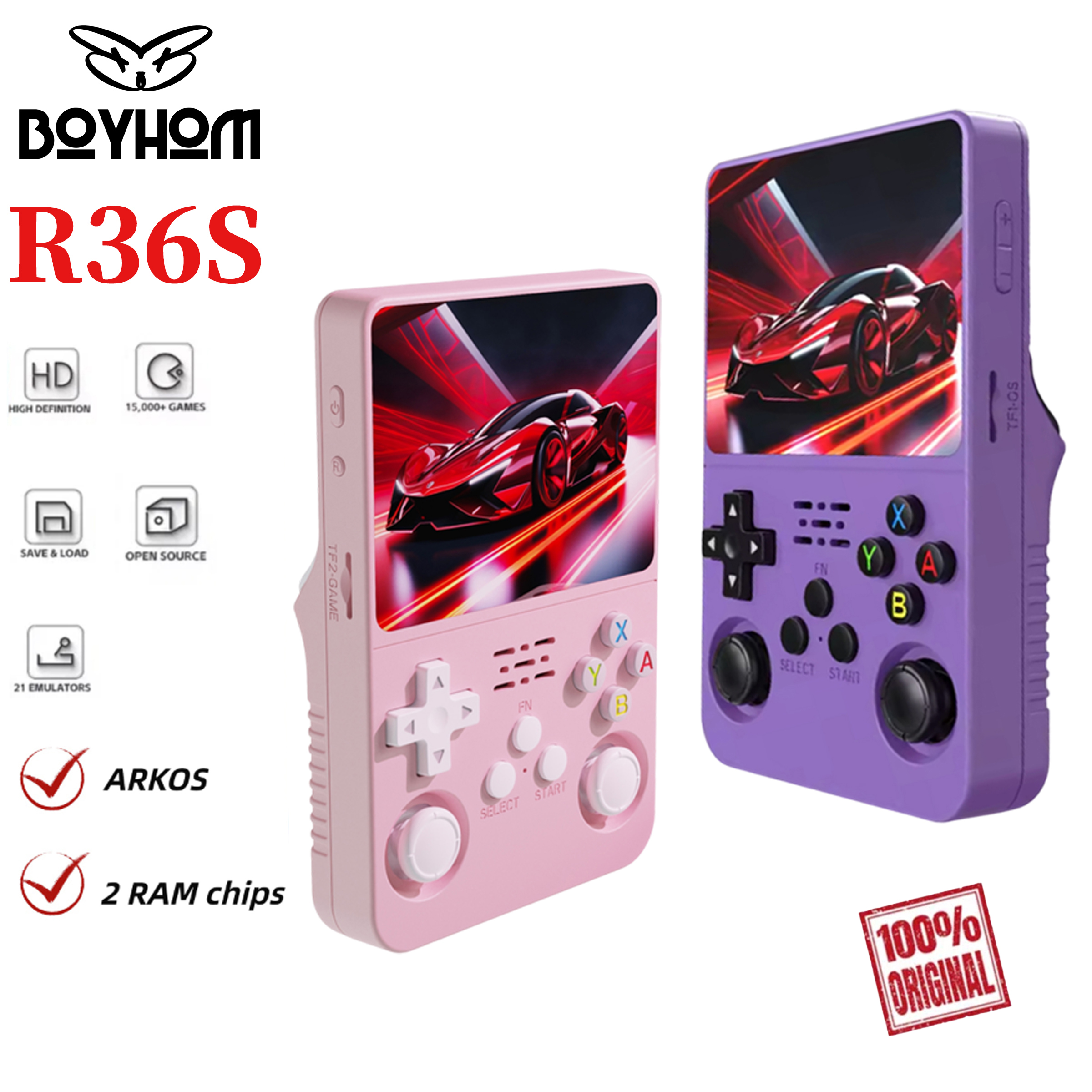 ARKOS 100%ต้นฉบับ R36S เรโทรคอนโซลเกมมือถือ 3.5 ''IPS, 15000 + เกม,ลินุกซ์แบบพกพาพ็อกเก็ตเพลเยอร์,กลับไปที่โรงเรียนของขวัญ