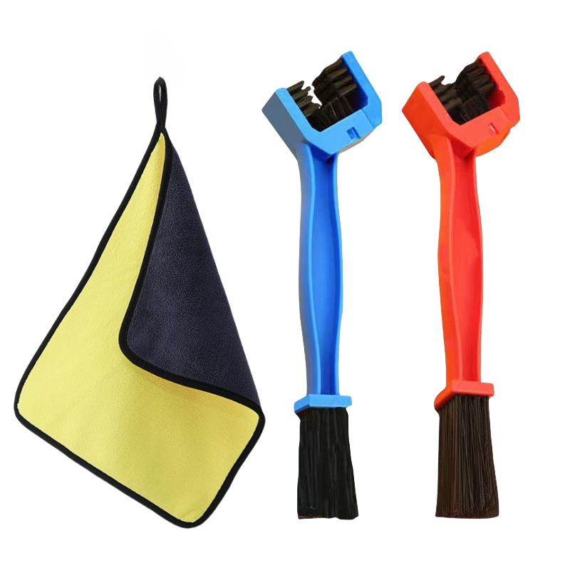 Aktionspaket 3PCS Fahrrad Motorrad tragbare Kettenbürste Handtuch Reinigungs- und Wartungsset