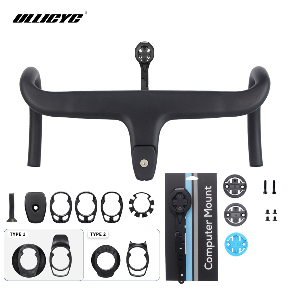 Guidon intégré en fibre de carbone pour vélo de route, noir mat, 28.6mm avec entretoises, pièces de cyclisme, accessoires de vélo