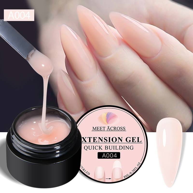 8ml 누드 핑크 화이트 퀵 익스텐션 젤 네일 폴리쉬 베르니 세미 퍼머넌트 UV 컨스트럭션 젤 네일 연장용 네일 용품