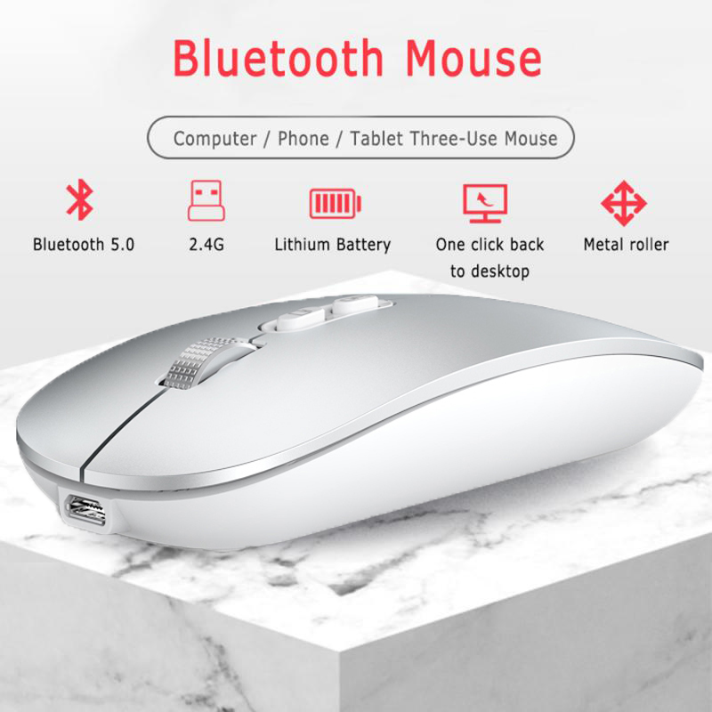 Type-C Wireless Mouse Computer Bluetooth Mouse Silent PC Mause Rechargeable Ergonomic Mouse 2.4G USB Optical Mice For Laptop PC