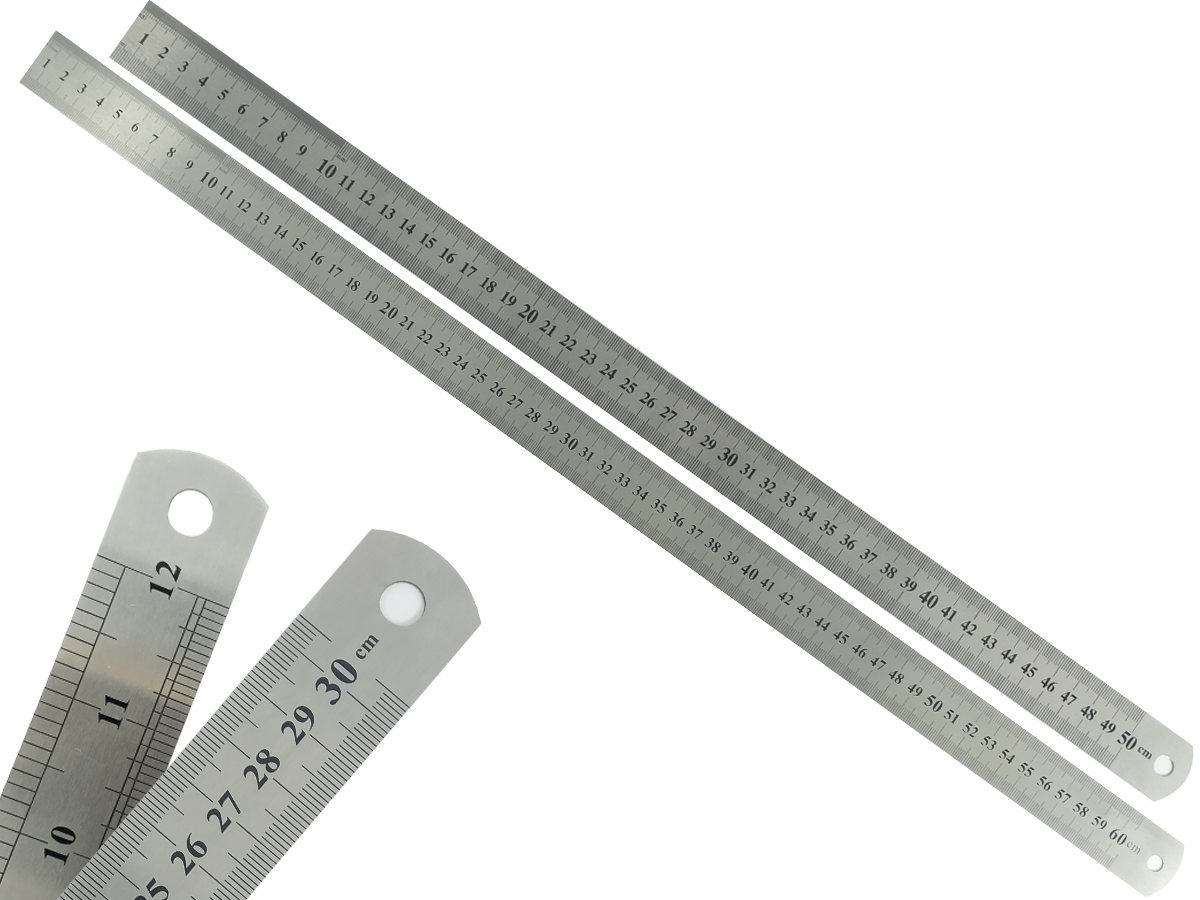 Zestaw 2 metalowe linijki szkolne ze stali nierdzewnej rozmiar 50 i 60 cm inżynier biura odporne na niskie reliefowe oznakowanie