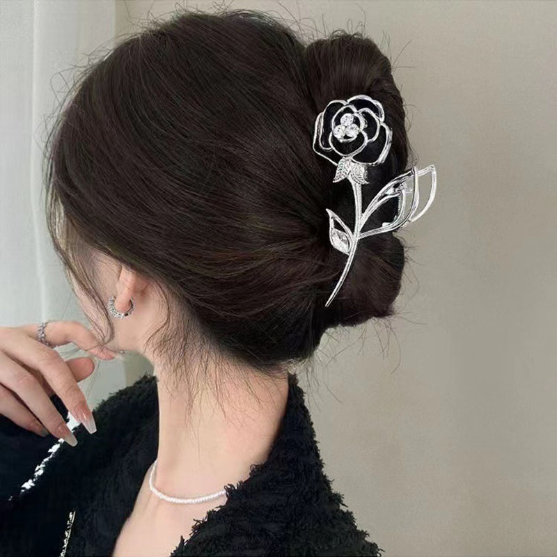 Femme grande métal Rose feuille florale griffe de cheveux crabe dames Barrettes Hairgrip filles pinces à cheveux épingles à cheveux chapeaux accessoires cadeaux