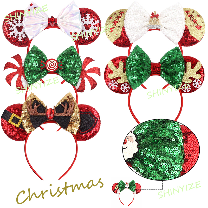 Nuovo Carino Di Natale Mickey 3.3 "Orecchie Del Mouse Fascia Per Le Ragazze Arco Morbido Hairband Festival Festa Di Natale FAI DA TE Accessori Per Capelli Regalo